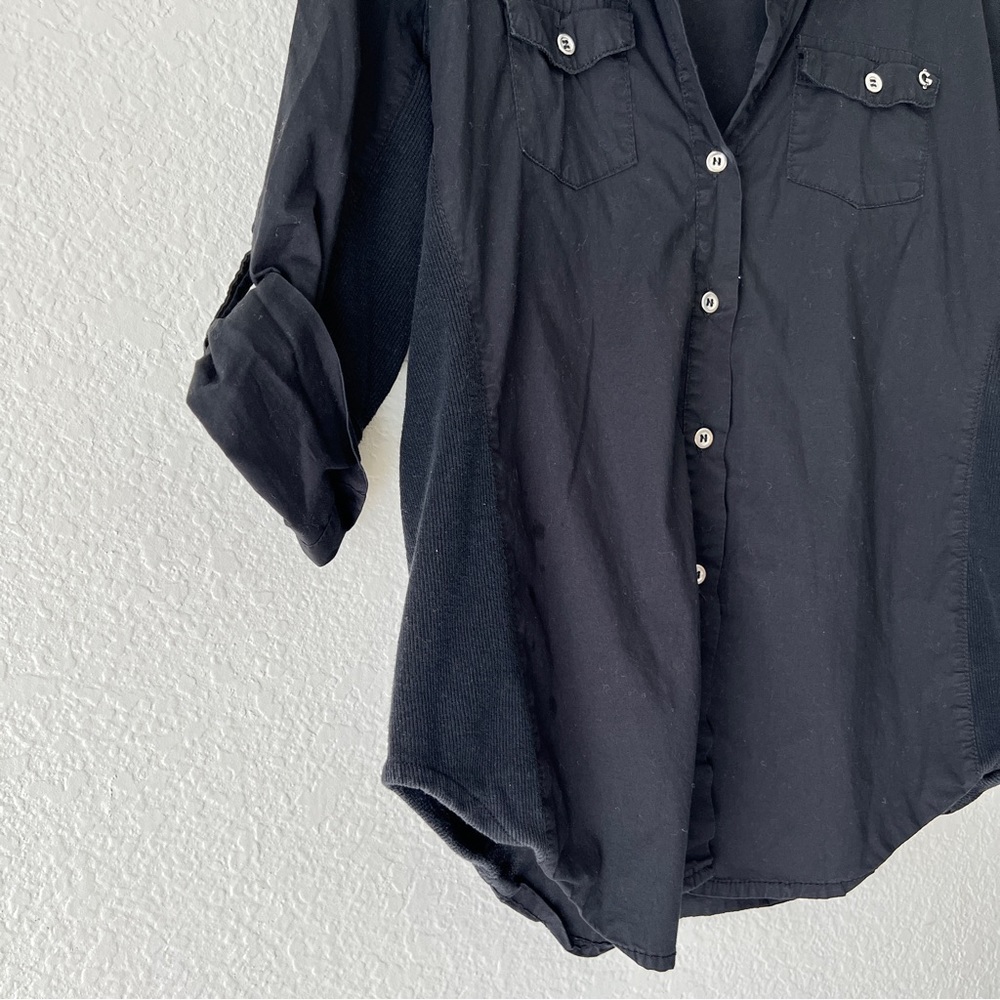 G by Guess Black Button Up Utility Long Sleeve Size Large - Picture 4 of 9